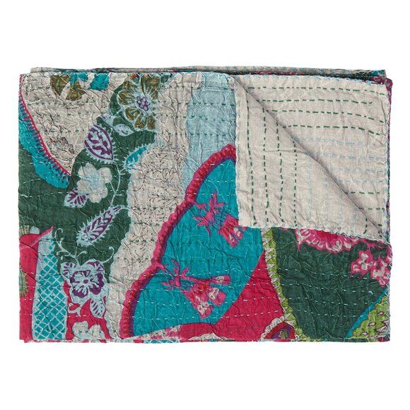 Taj Hotel Home Decor Kantha Cotton Throw | 1-Piece | Multicolor | 50"x70" - Picture 1 of 3